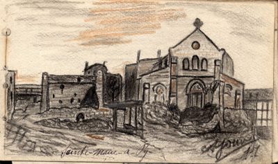 Eglise Sainte-Marie à Py (Somme), 1917
