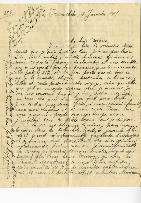 Lettre d'Albert à son épouse Noémie Melin, 7 janvier 1915